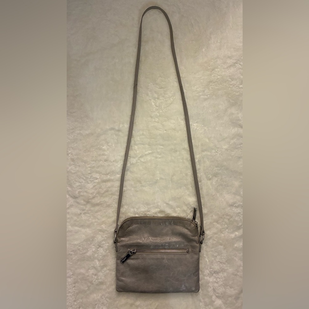 HOBO Crossbody Bag Gray 100% Leather - Picture 3 of 5